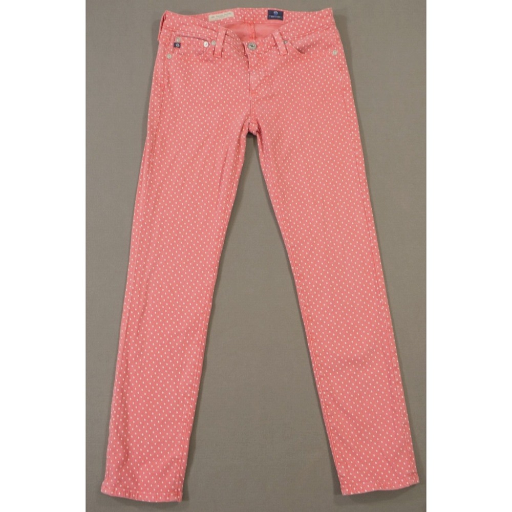 Adriano Goldschmied Jeans Womens 25 Pink Polka Dot Stevie Ankle Slim Tapered